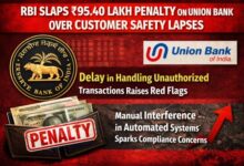 Photo of ग्राहक सुरक्षा में चूक पर यूनियन बैंक पर RBI का बड़ा जुर्माना
