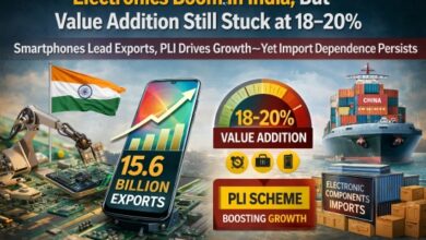 Photo of इलेक्ट्रॉनिक्स सेक्टर में बूम, लेकिन वैल्यू एडिशन अब भी सीमित—18-20% पर अटका आत्मनिर्भरता का दावा